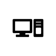 Computer icon vector isolated on white background. PC Icon vector. Computer monitor icon. Flat PC symbol