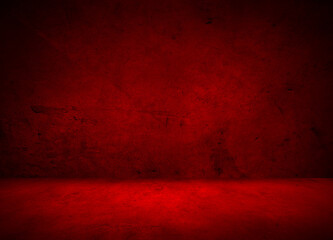 Dark red textured concrete grunge floor and wall background