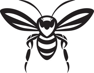 Crafted Ferocity: Hornet Mascot Vector Black Icon Unveiled Wings of Power: Hornet Mascot Black Logo Design