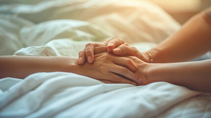 hand holding. take care of elders and family concept picture. - obrazy, fototapety, plakaty