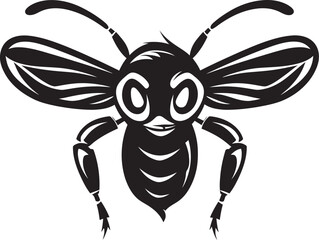 Wings of Power: Hornet Mascot Black Logo Design Strike with Precision: Hornet Mascot Vector Icon in Black