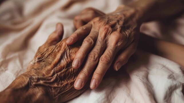 hand holding. take care of elders and family concept picture.