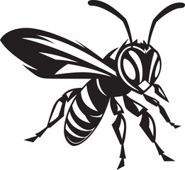 Crafted Ferocity: Hornet Mascot Vector Black Icon Unveiled Wings of Power: Hornet Mascot Black Logo Design