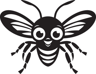 Wings of Power: Hornet Mascot Black Logo Design Strike with Precision: Hornet Mascot Vector Icon in Black