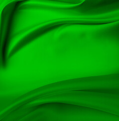 Close-up of rippled green satin silk fabric - 756794669