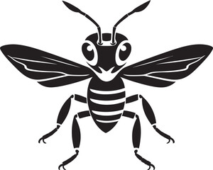 Crafted Ferocity: Hornet Mascot Vector Black Icon Unveiled Wings of Power: Hornet Mascot Black Logo Design