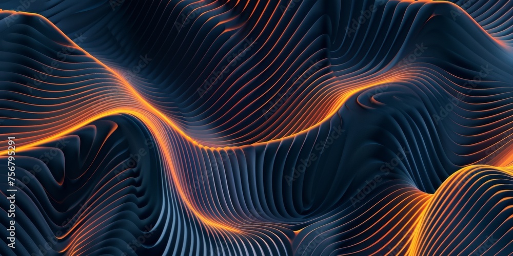 Canvas Prints a black and orange wave with a lot of lines - stock background.