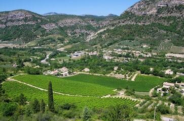 Rural landscape in Drome in the South East of France, in Europe