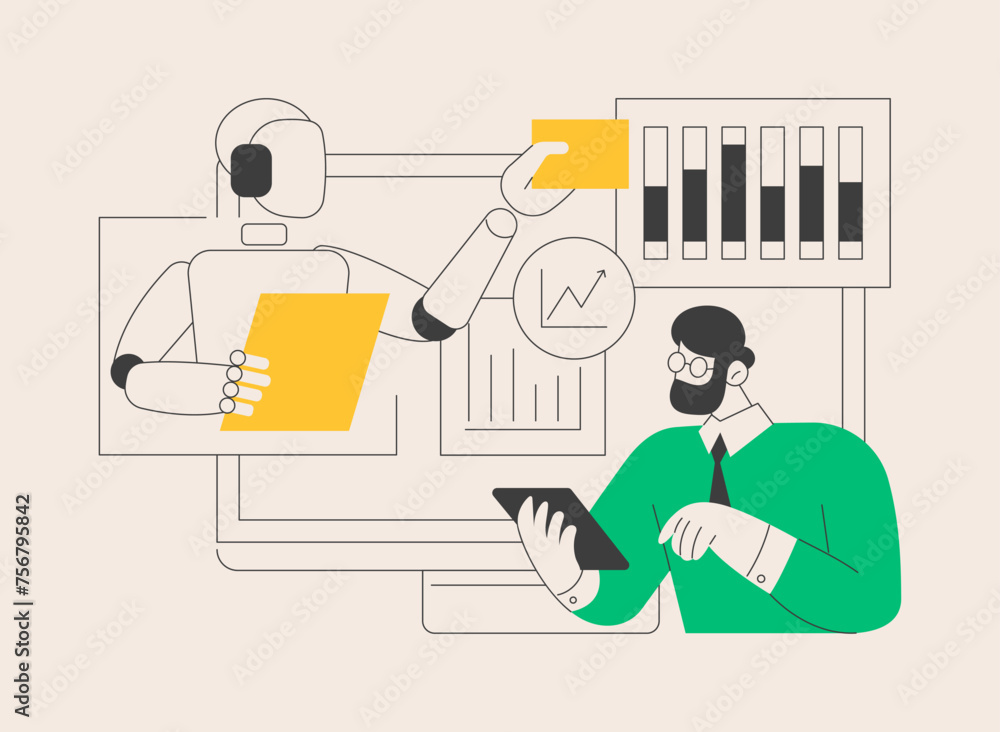 Aufkleber robotic process automation abstract concept vector illustration.