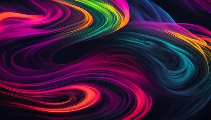 swirls of neon powder on black background