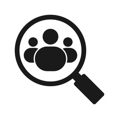 People, group concept icons in magnifying glass. Illustration