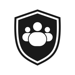 People, group concept icons on shield. Illustration