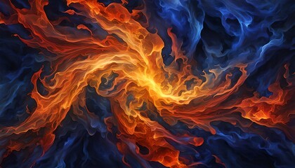 Whirl of blue and orange flame