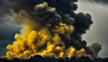 billowing plume of toxic yellow chemical smoke - obrazy, fototapety, plakaty