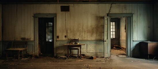 Abandoned house with deteriorated interior.