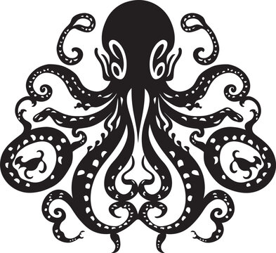 Celestial Spirals: Octopus Mandala Black Logo Design Mystical Meditations: Octopus Mandala Art Vector Icon in Black
