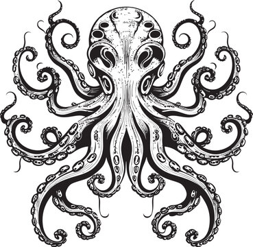 Oceanic Harmony: Octopus Mandal Art Vector Design Enchanting Spirals: Octopus Mandal Black Logo