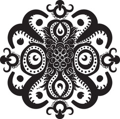 Mystical Meditations: Octopus Mandala Art Vector Design Mystical Octopus Mandala: Vector Black Logo Icon Design