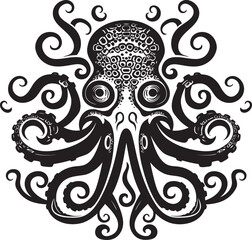 Enigmatic Depths: Octopus Mandala Black Logo Icon Spirals of Wisdom: Octopus Mandala Art in Black Vector