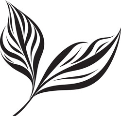 Verdant Flora Symphony: Onekine Tropical Leaves Vector Icon Design Exotic Foliage Charm: Onekine Tropical Plant Leaves Black Logo Vector