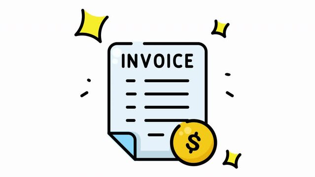 Animated Illustration of an invoice with a dollar coin, perfect for finance blogs, accounting websites, business presentations, and financial reports.