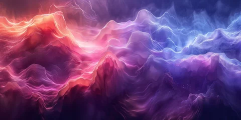 Photo sur Plexiglas Ondes fractales A colorful, abstract image of a wave with purple, red, and blue colors - stock background.