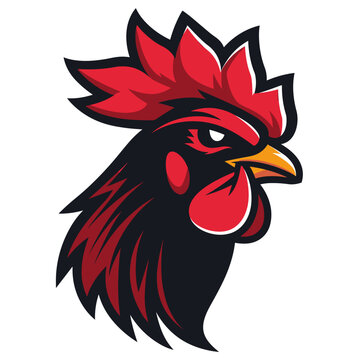 Vector esports logotype rooster on white background, logo rooster, icon rooster, sticker rooster, symbol rooster, emblem rooster, chicken