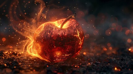 Infernal apple 3D render - obrazy, fototapety, plakaty