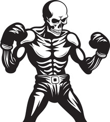 Eerie Fight Night: Skeleton Boxing Black Logo Icon Design Haunted Brawl: Skeleton Boxer Vector Black Logo