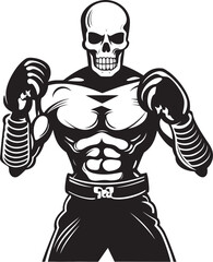 Phantom Pugilist: Skeleton Boxer Vector Black Icon Eerie Fight Night: Skeleton Boxing Black Logo Icon Design