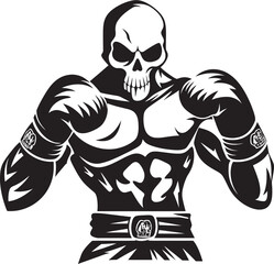 Haunting Hook: Skeleton Boxer Vector Black Logo Bone Cruncher: Skeleton Boxing Black Logo Icon