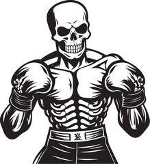 Haunting Hook: Skeleton Boxer Vector Black Logo Bone Cruncher: Skeleton Boxing Black Logo Icon