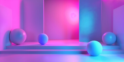 A room with a blue and pink color scheme - stock background.