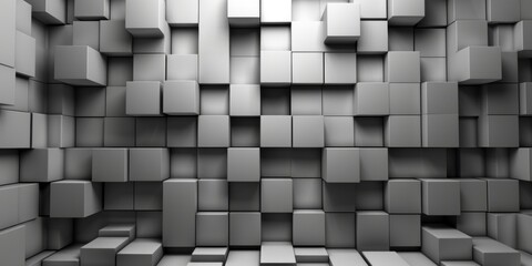 A wall made of gray blocks with a white background - stock background.