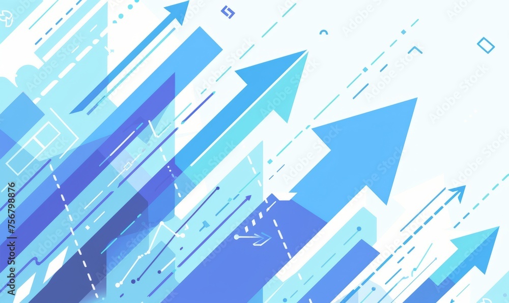 Poster a blue arrow pointing upwards symbolizing growth and progress generative ai