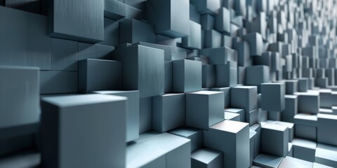 A wall of gray cubes with a metallic sheen - stock background.