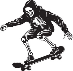 Spine Chiller: Skeleton Riding Skateboard Black Logo Ramp Rider: Skeleton Skater Black Logo Icon