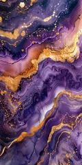 Photo sur Aluminium Cristaux Texture of golden, and purple of ink abstract texture. Abstract background