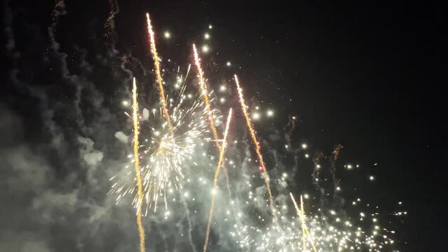 Fireworks El Castillo de la Nit del Foc 2024 on Valencia City Hall Square during the Las Fallas festival