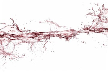 Red splash of juice on a white background. Abstract bright splashes close up. Swirl red wine wave flow with drops. 