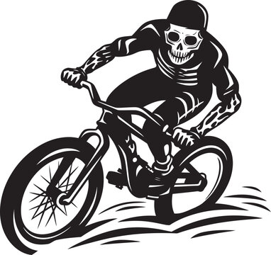 skeleton riding bmx bike black and white clip art preview