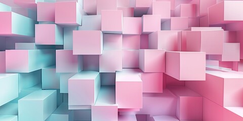 Pink and blue cubes arranged in a pattern - stock background.