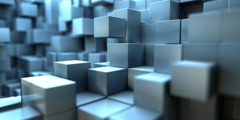 A close up of a bunch of cubes in a grayish color - stock background.