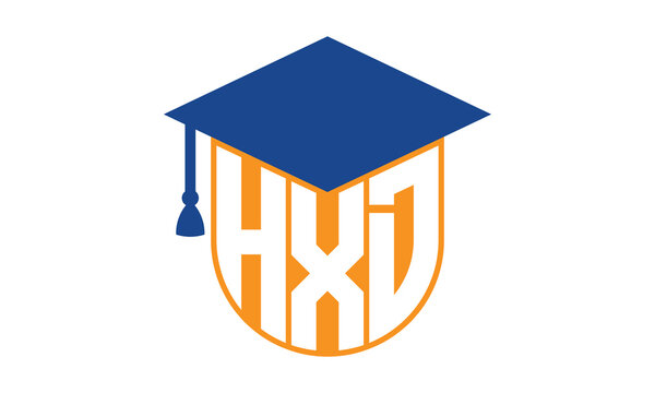 HXD initial letter academic logo design vector template. school college logo, university logo, graduation cap logo, institute logo, educational logo, library logo, teaching logo, book shop, varsity	
