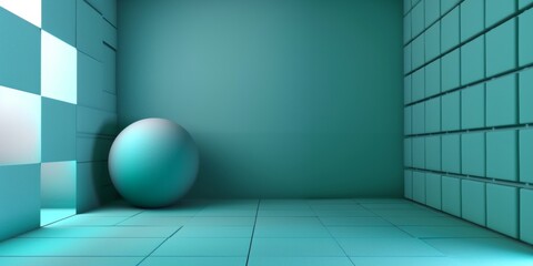 A blue room with a white and blue checkered wall - stock background.