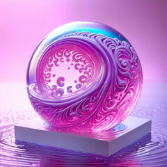 Obraz premium Purple and Blue Object Floating on Body of Water