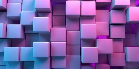 A wall of pink cubes with a blue background - stock background.