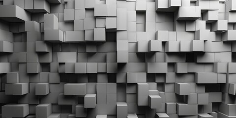 A wall made of gray blocks with a gray background - stock background.