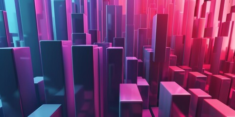 Obraz premium A cityscape with many tall buildings in a neon color - stock background.