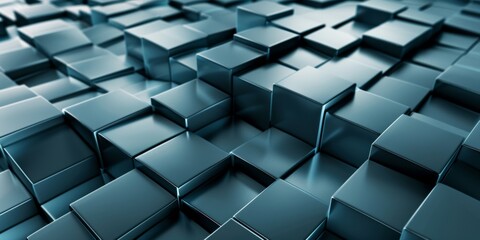 A close up of a blue and silver cube pattern - stock background.